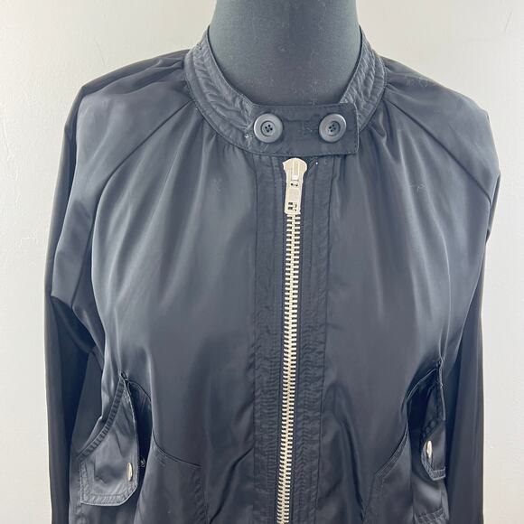 FREE PEOPLE Black Satin Long Sleeve Full Zip Midnight Bomber Jacket Size M - Picture 3 of 9